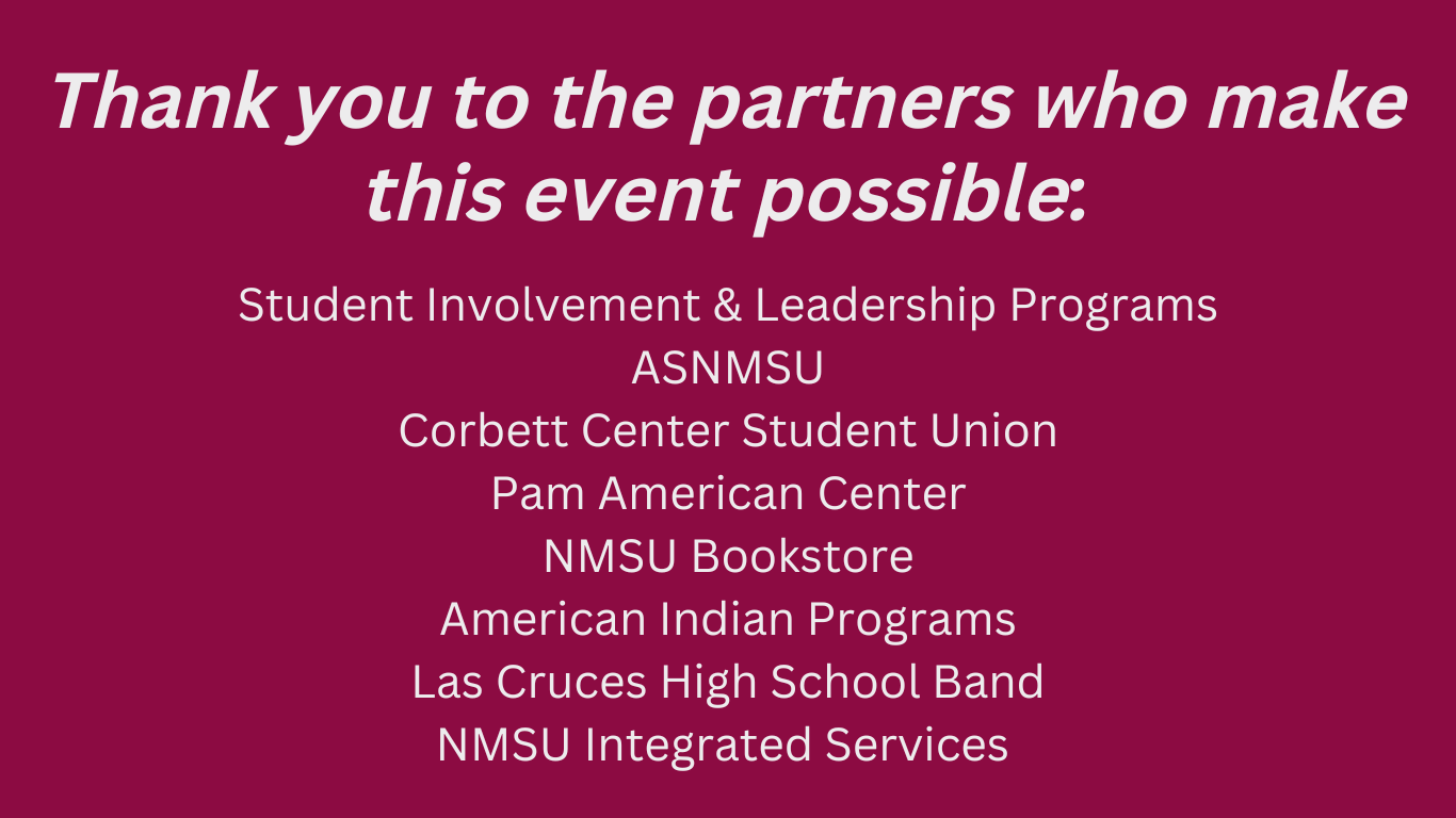 Thank you to numerous campus partners for making this event possible.