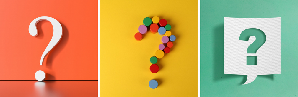 question marks represented in various styles