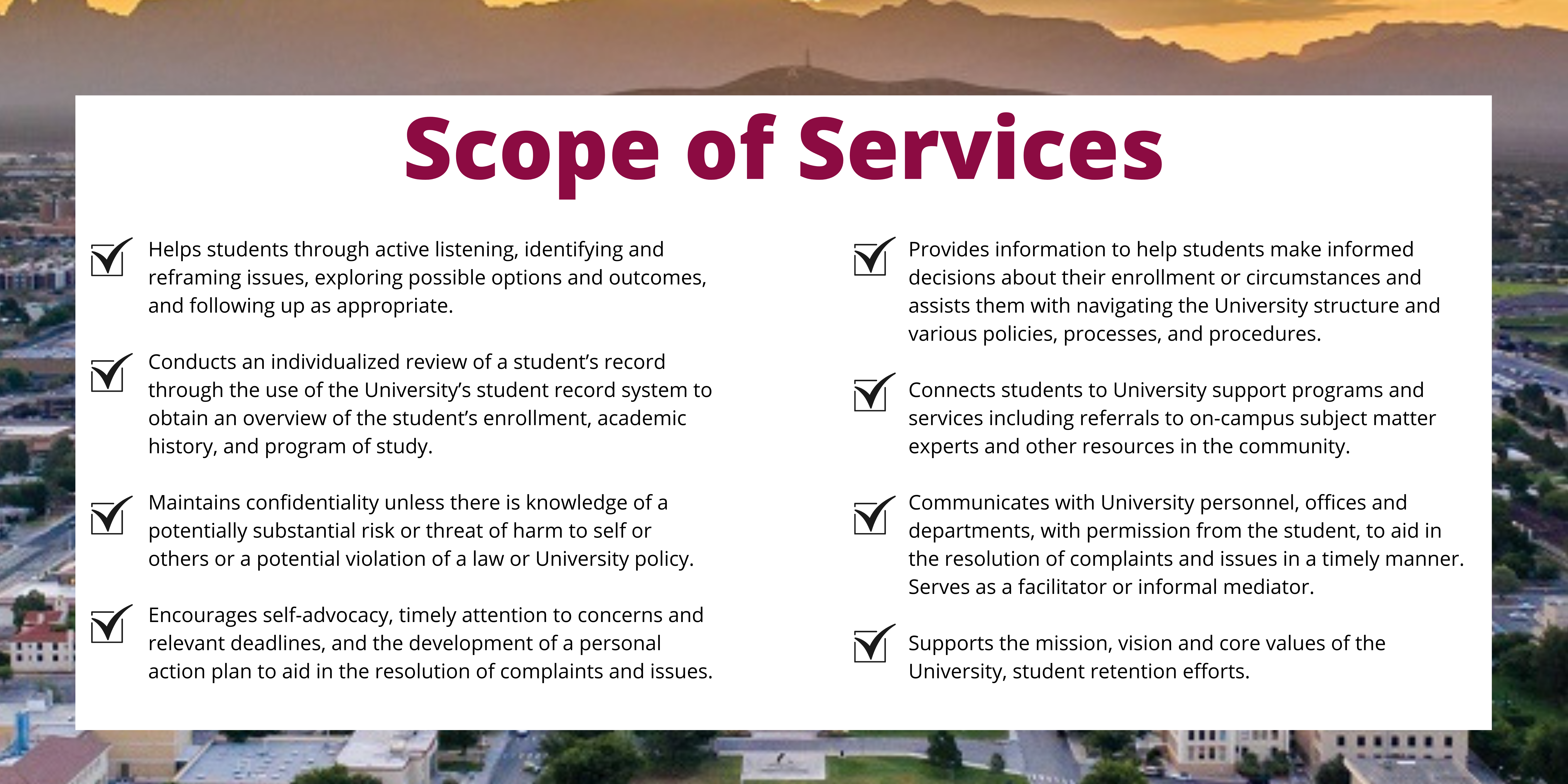 Scope of services check list 